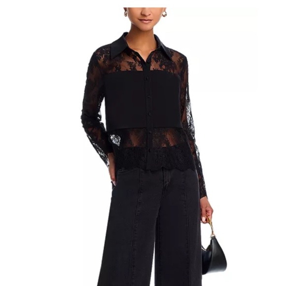 Aqua Tops - AQUA Lace Shirt NWT, Size M – Black